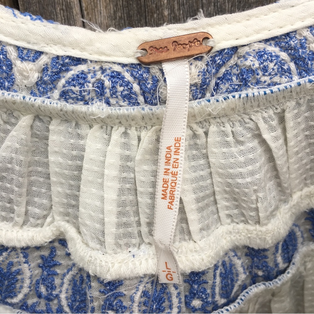 NWT Free People Erin Embroidered Mini Dress Cotton Viscose Ivory Combo L - Picture 5 of 16